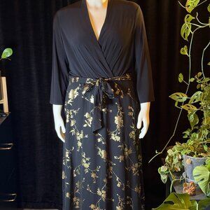 Stunning black gown with gold foil fauna and flora